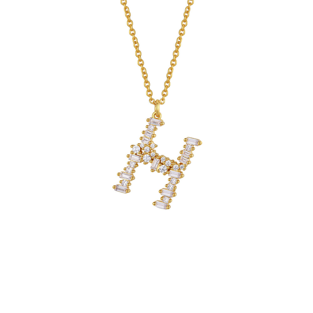 Crystal Initial Necklace - Letter H