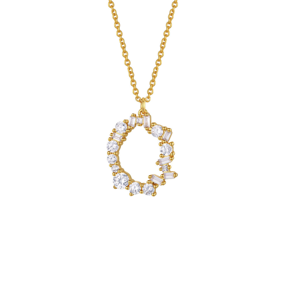 Crystal Initial Necklace - Letter O