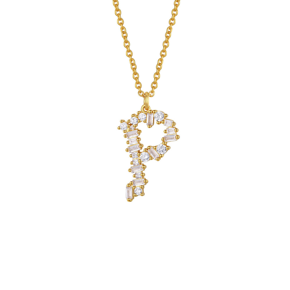 Crystal Initial Necklace - Letter P