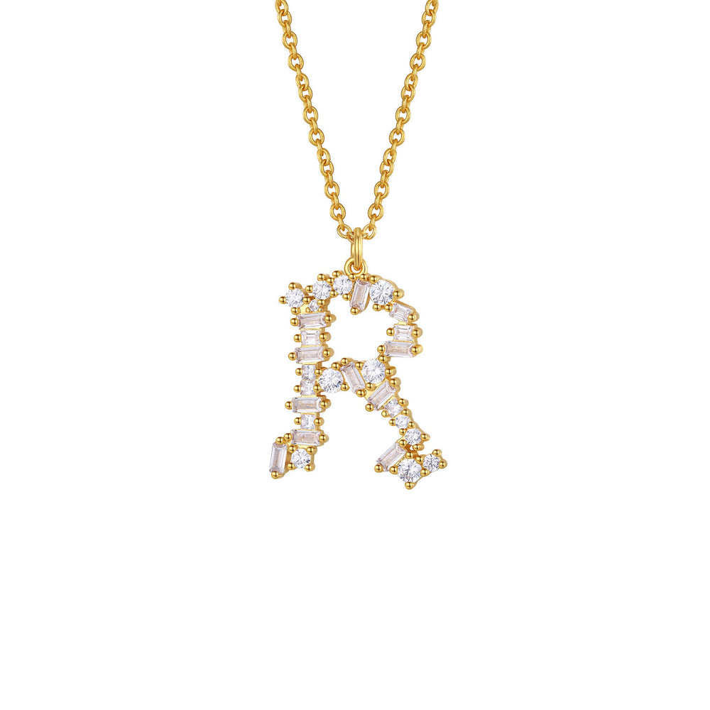 Crystal Initial Necklace - Letter R