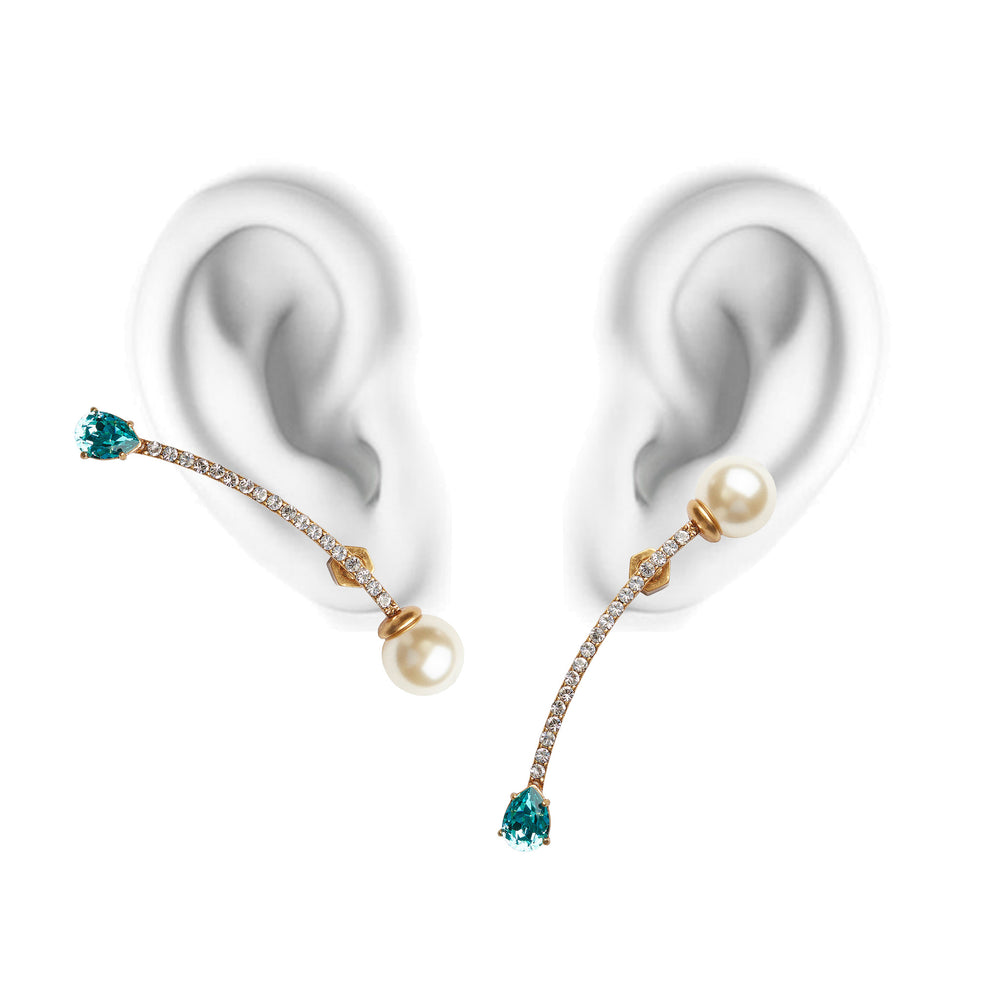 
                  
                    BIAS Pearl Gold Curved Dangle Earrings
                  
                