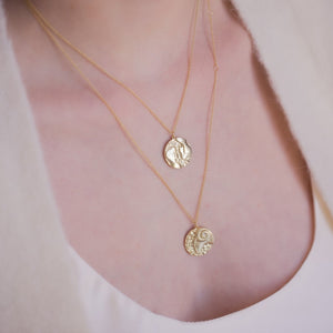 
                  
                    Aries Zodiac Double Sided Coin Pendant Gold and Crystal Necklace
                  
                
