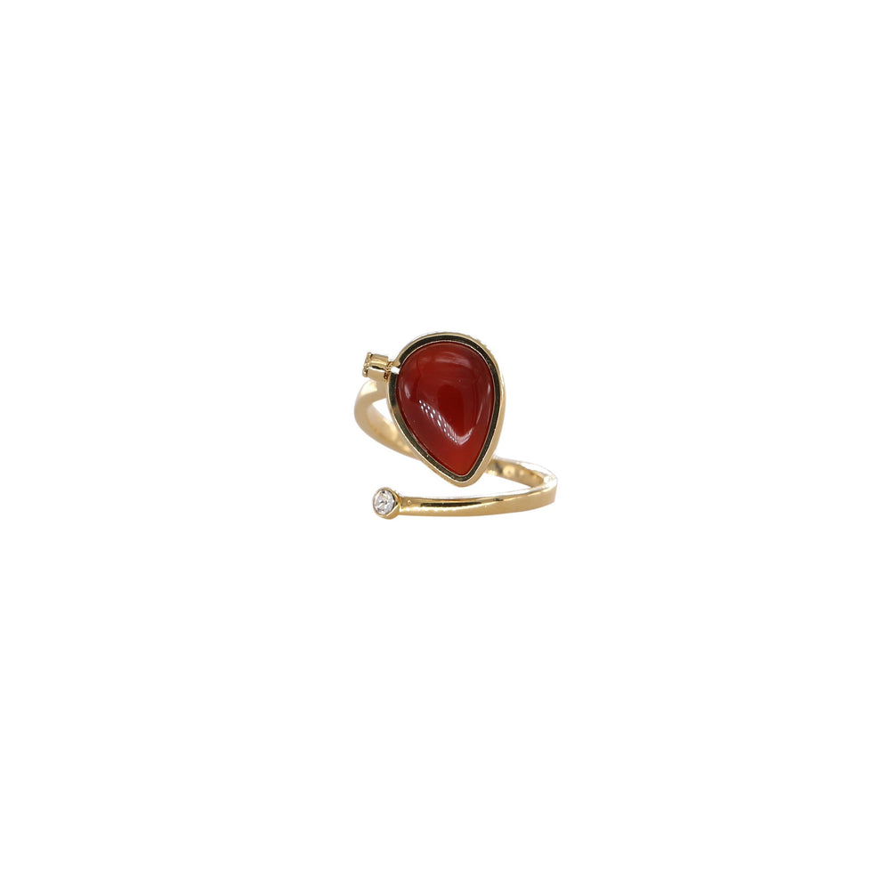 TW Ring With Red Natural Agate Stone