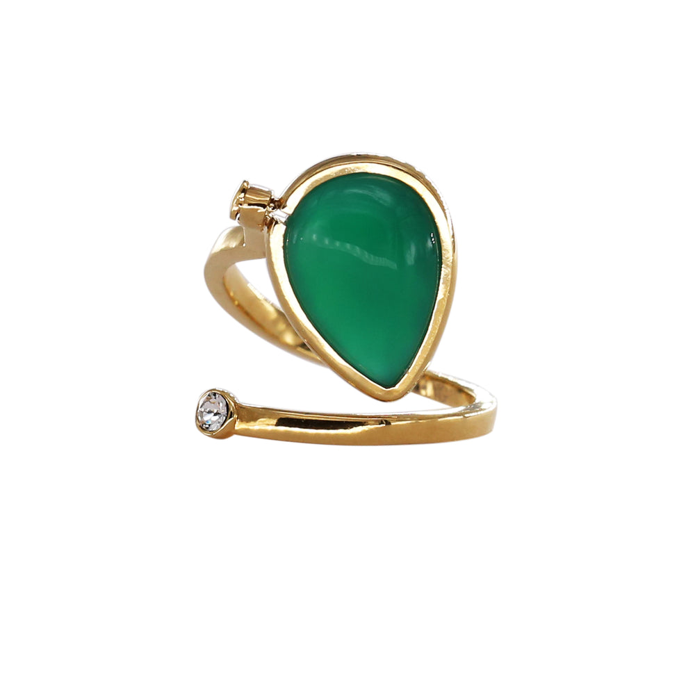 TW Ring With Green Natural Agate Stone