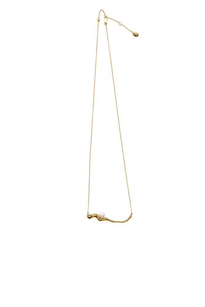 FLOW Pearl Pendant Gold Necklace