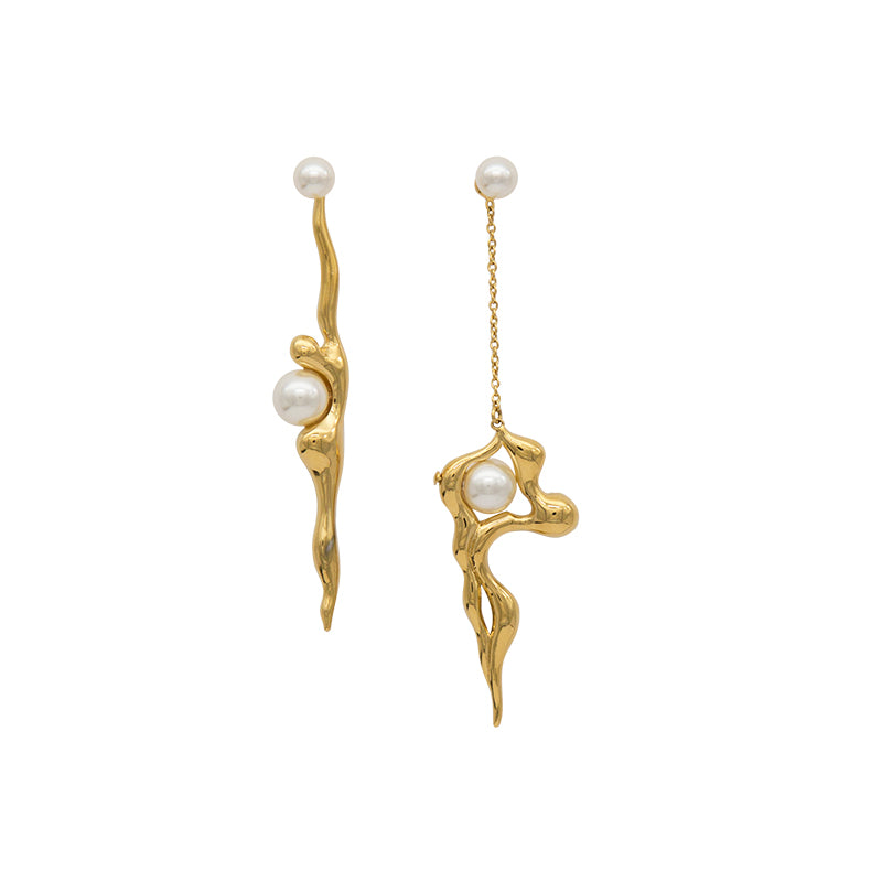 FLOW Asymmetric Gold Long Earrings – O.YANG