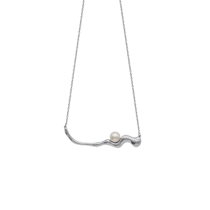 
                  
                    FLOW Pearl Pendant White Gold Necklace
                  
                