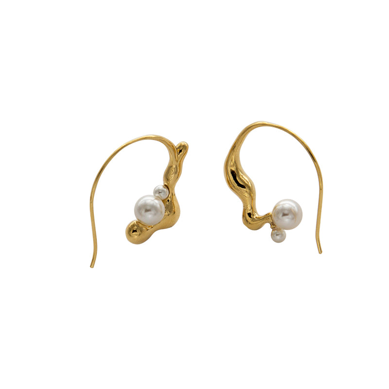FLOW Small Gold Hoop Earrings with Pearls – O.YANG