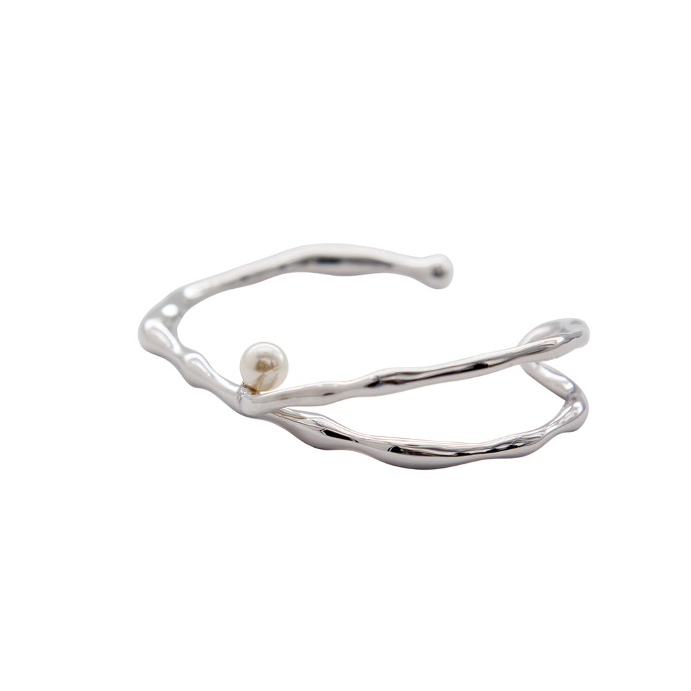 FLOW White Gold Irregular Bangle