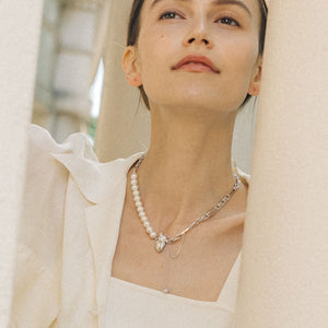 
                  
                    Beating Heart White Gold-plated Necklace with Pearls
                  
                