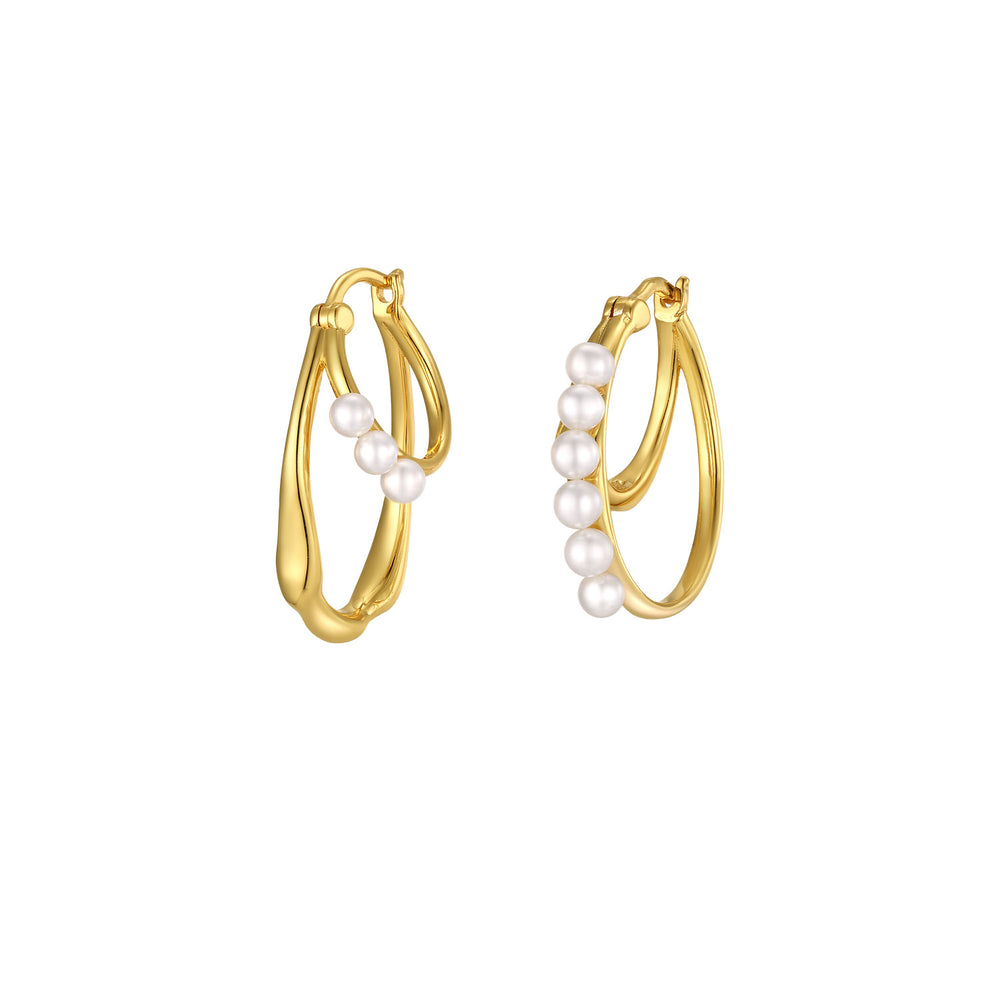 Bubbling Gold Irregular Earrings with Pearls