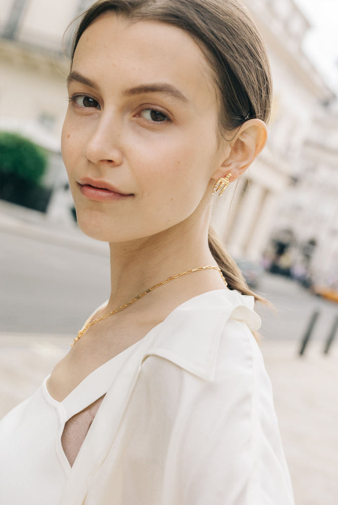 
                  
                    Gold-plated Forks Earrings with Crystals
                  
                