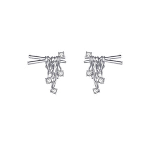 
                  
                    White Gold-plated Chopsticks Earrings with Crystals
                  
                