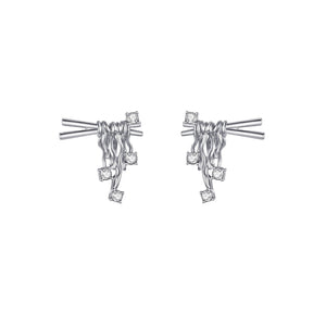 
                  
                    White Gold-plated Chopsticks Earrings with Crystals
                  
                
