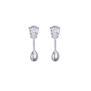 
                  
                    White Gold-plated Spoons Earrings with Pear Crystals
                  
                