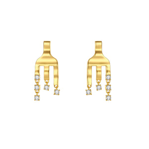 
                  
                    Gold-plated Forks Earrings with Crystals
                  
                