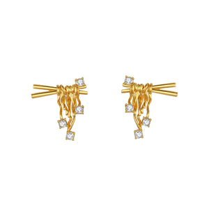 
                  
                    Gold-plated Chopsticks Earrings with Crystals
                  
                