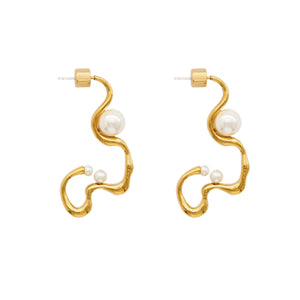 
                  
                    FLOW Gold Art Earrings With Pearls
                  
                