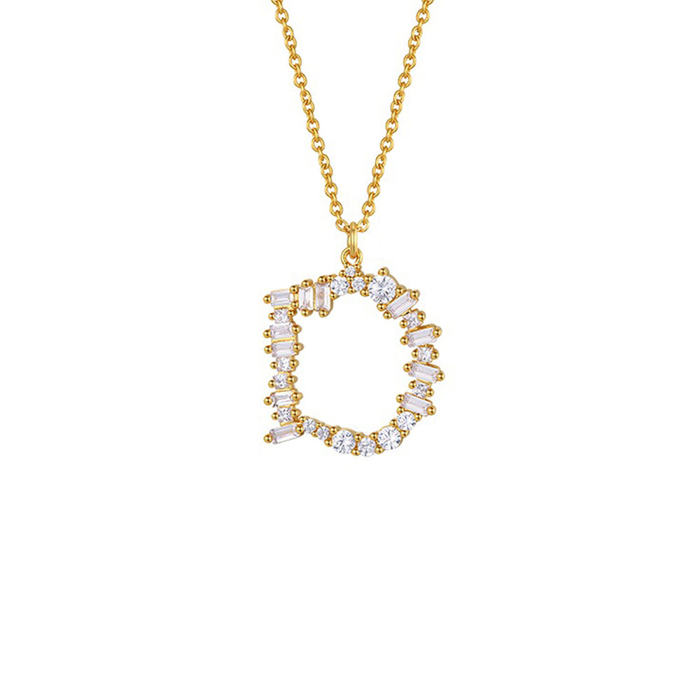 Crystal Initial Necklace - Letter D