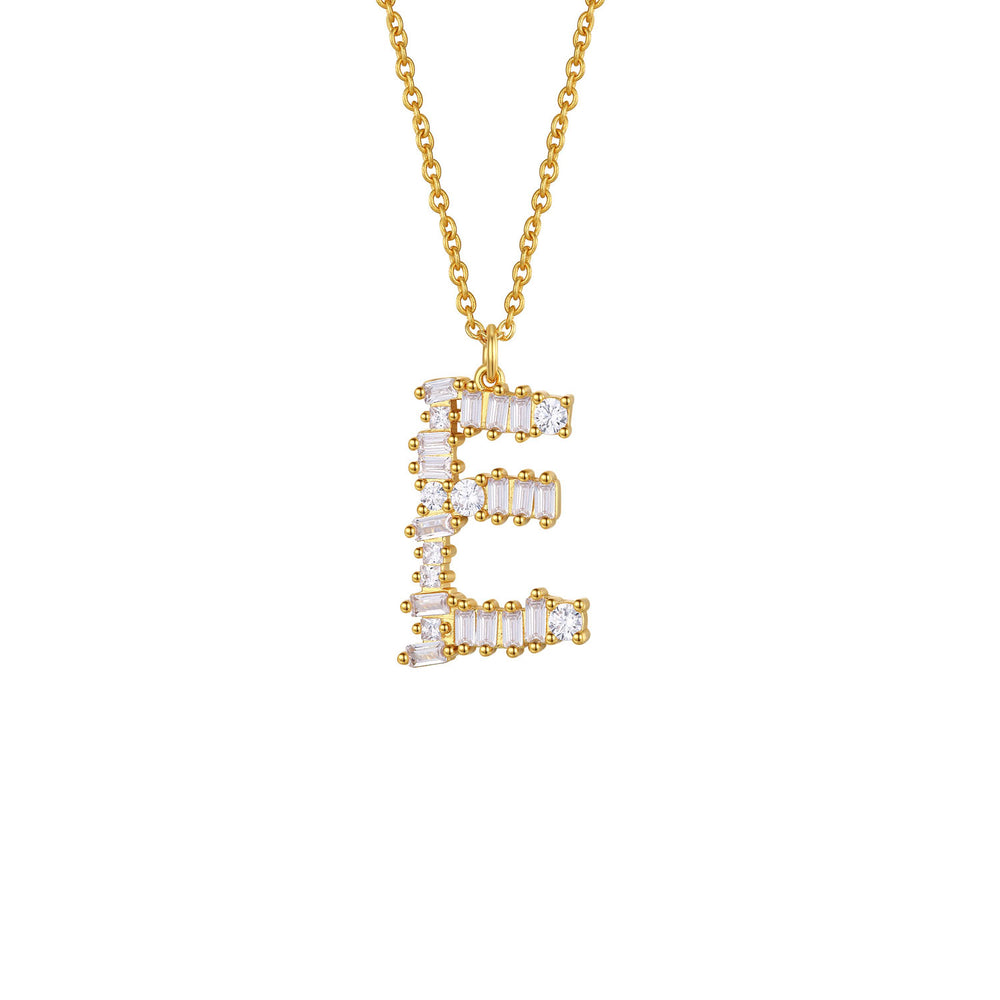 Crystal Initial Necklace - Letter E