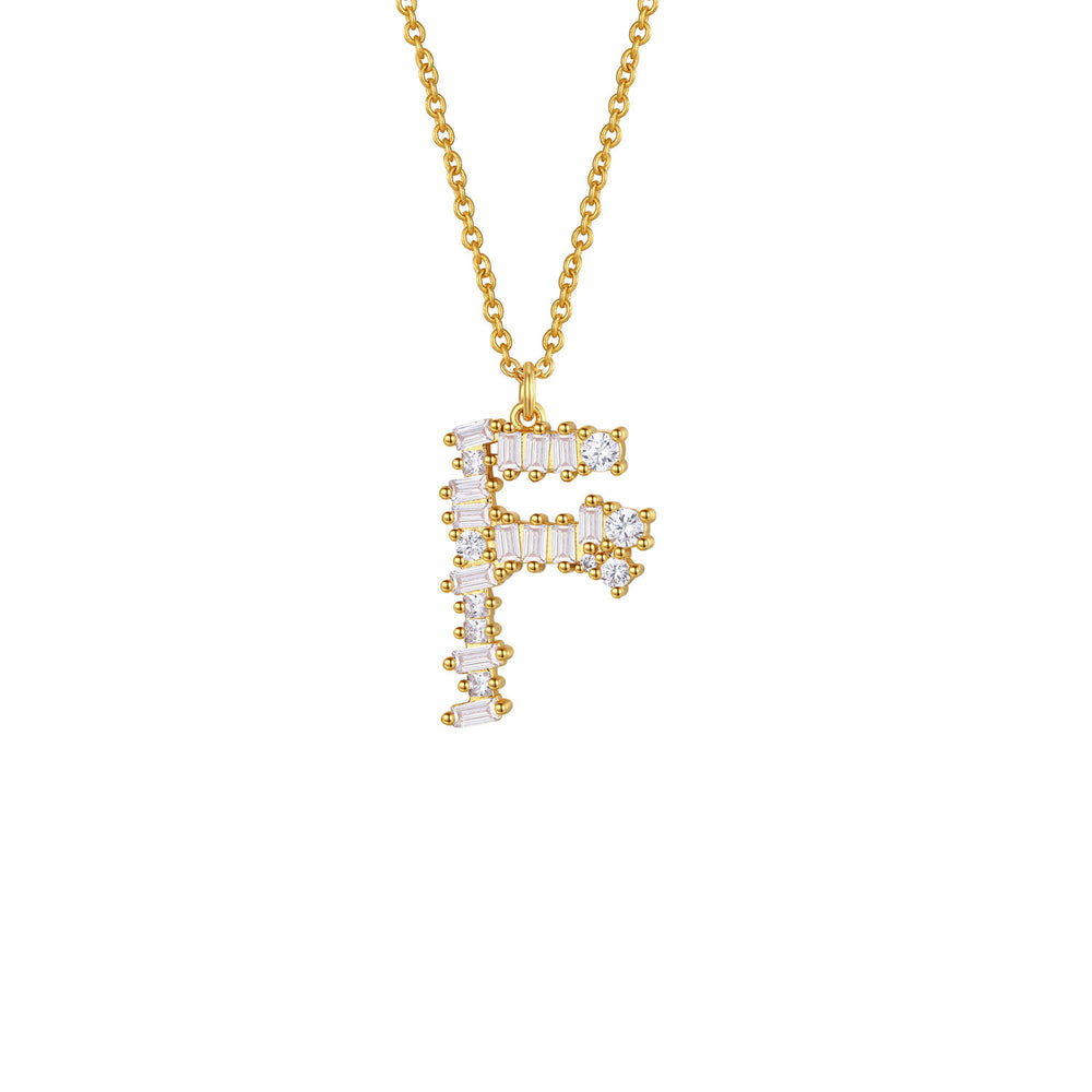 Crystal Initial Necklace - Letter F