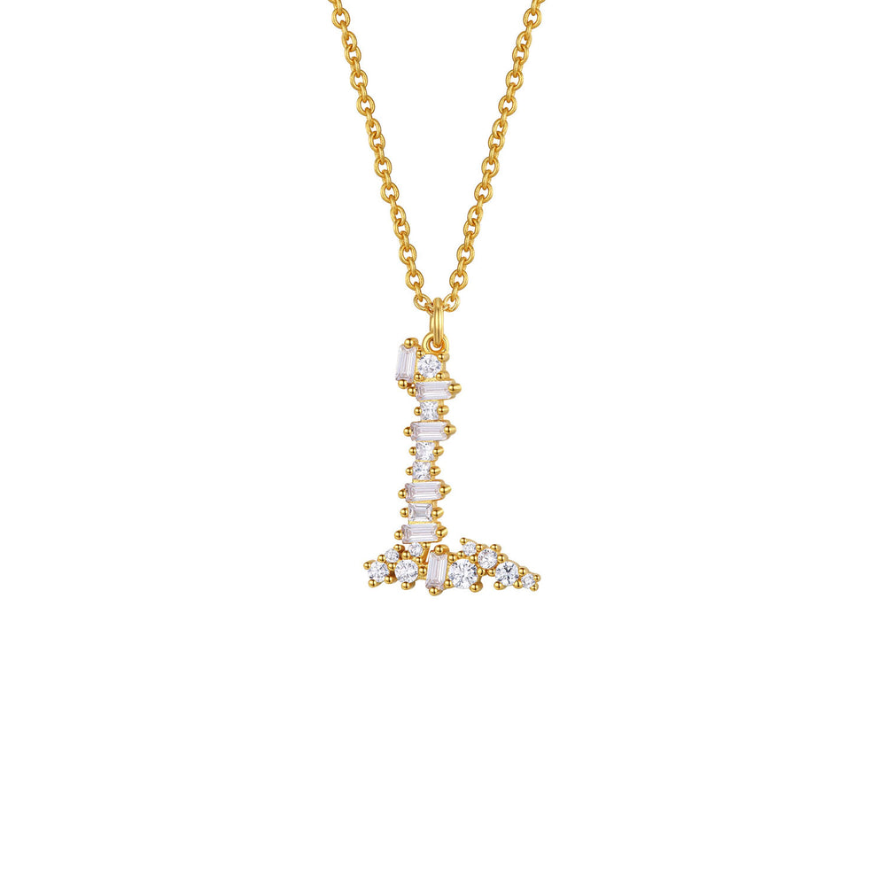 Crystal Initial Necklace - Letter L