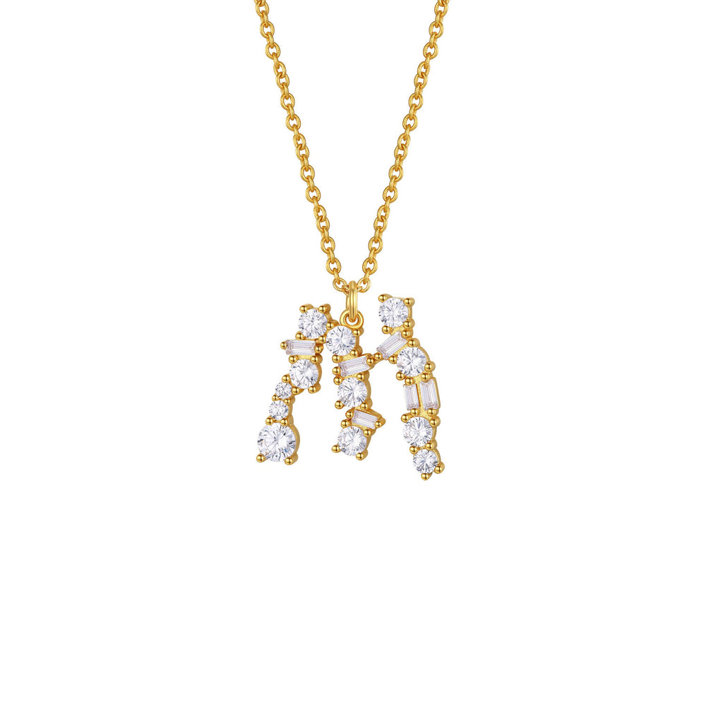 Crystal Initial Necklace - Letter M