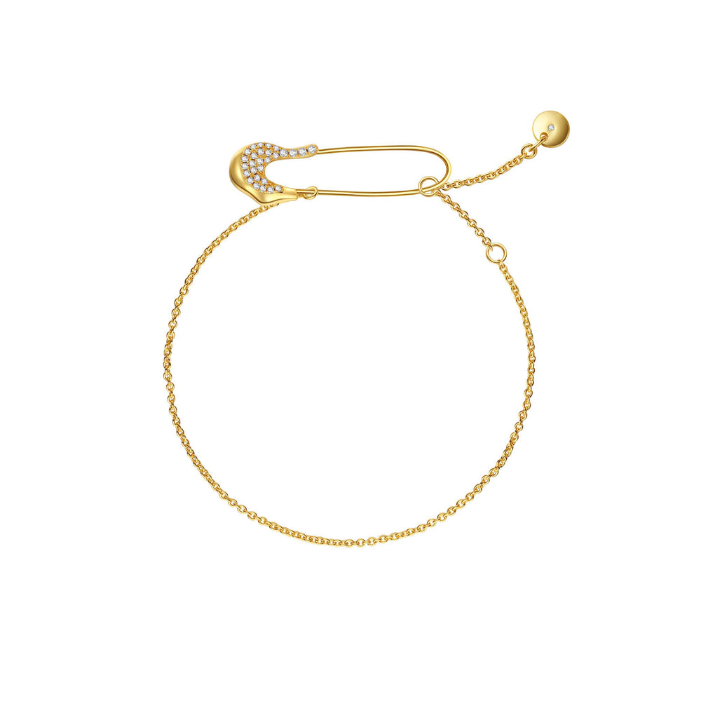 Gold-plated Pin Bracelet with Crystals
