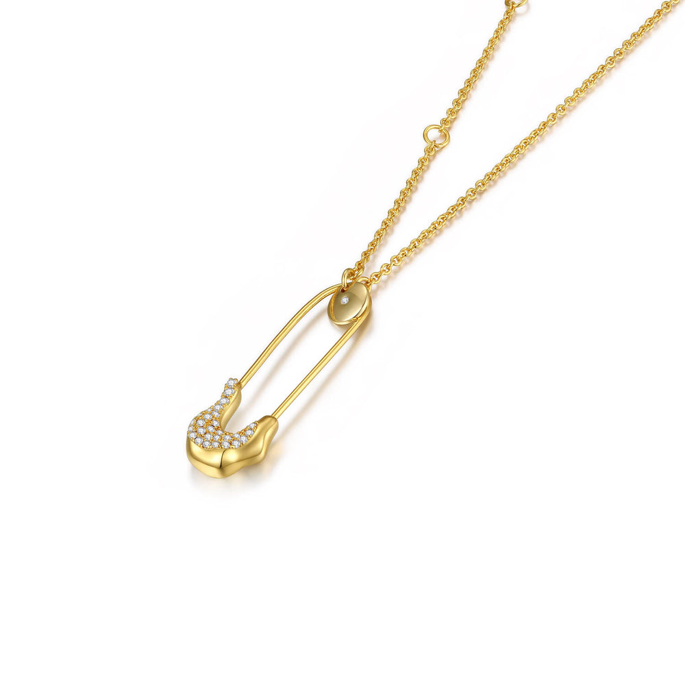 
                  
                    Gold-plated Pin Necklace with Crystals
                  
                