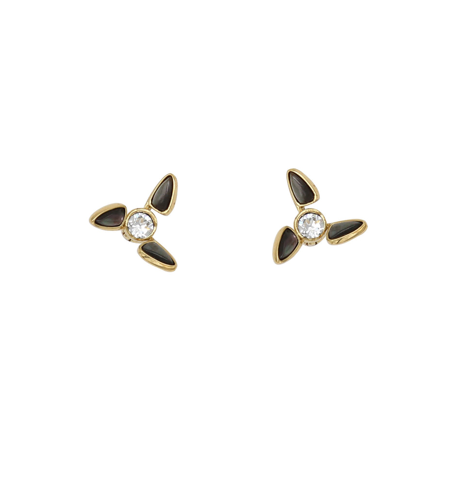 Windmill Black Natural Fritillary Studs Earrings