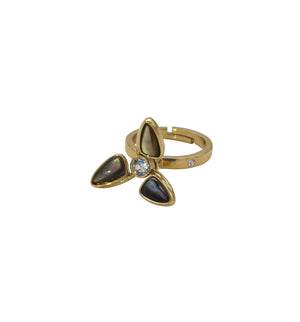 
                  
                    Windmill Rotatable Black Natural Fritillary Gold Ring
                  
                