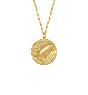 
                  
                    Aquarius Zodiac Double Sided Coin Pendant Gold and Crystal Necklace
                  
                