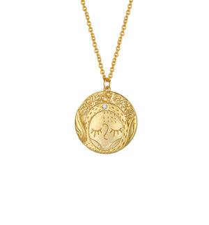 
                  
                    Virgo Zodiac Double Sided Coin Pendant Gold and Crystal Necklace
                  
                