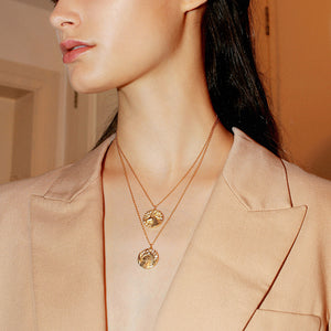 
                  
                    Pisces Zodiac Double Sided Coin Pendant Gold and Crystal Necklace
                  
                