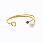SS Gold Bangle with Blue Stone