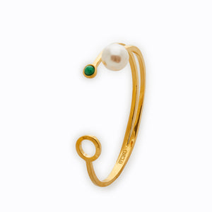 
                  
                    SS Pearl Bangle with Green Stone
                  
                