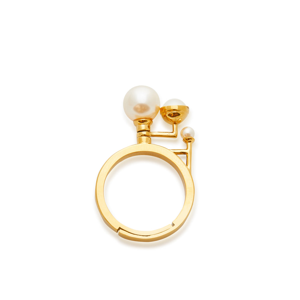 SS Gold Ring with Pearls