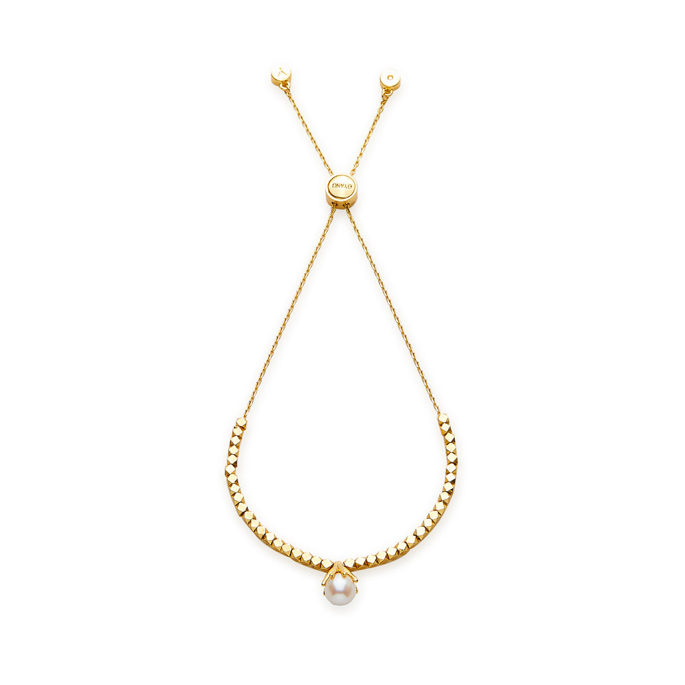 DROP Gold Beads & Pearl Bracelet